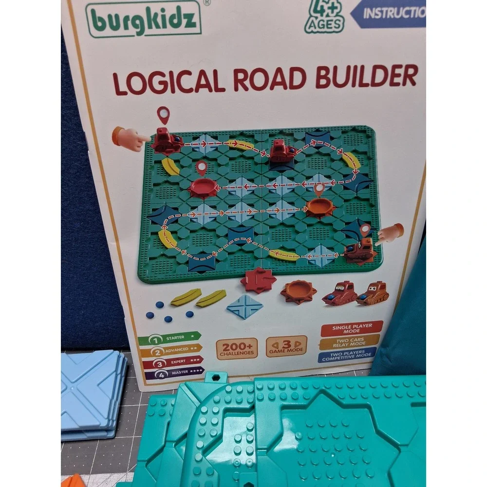 Burgkidz Logical Road Builder Board Game Multicolor STEM Puz 200 Challenges Flaw